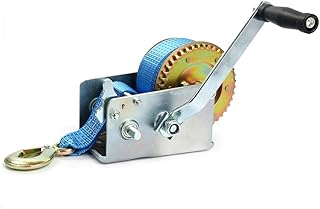 8MILELAKE 600lbs Hand Winch Hand Crank Strap Gear Winch Polyester Strap ATV Boat Trailer Heavy Duty