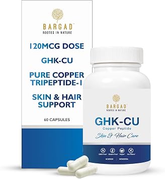 Bargad GHK-Cu Capsules 120 mcg, Copper Peptide Supplement, 60 Capsules, Vegan, Non-GMO, Gluten Free, Skin & Hair Support