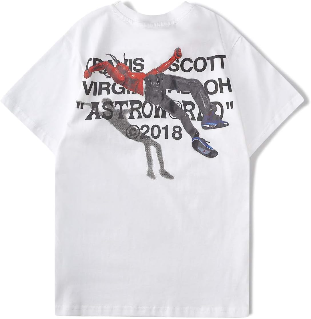 LSJTZTravis scott black short-sleeved white astroworld street fashion for men and women the same paragraph