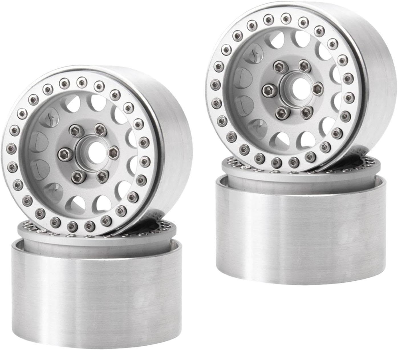 Badiman 4x RC Car Wheels and Tires Metal RC Rim Tire Wheel Deep Dish Rim for 1/10 Hobby Vehicle