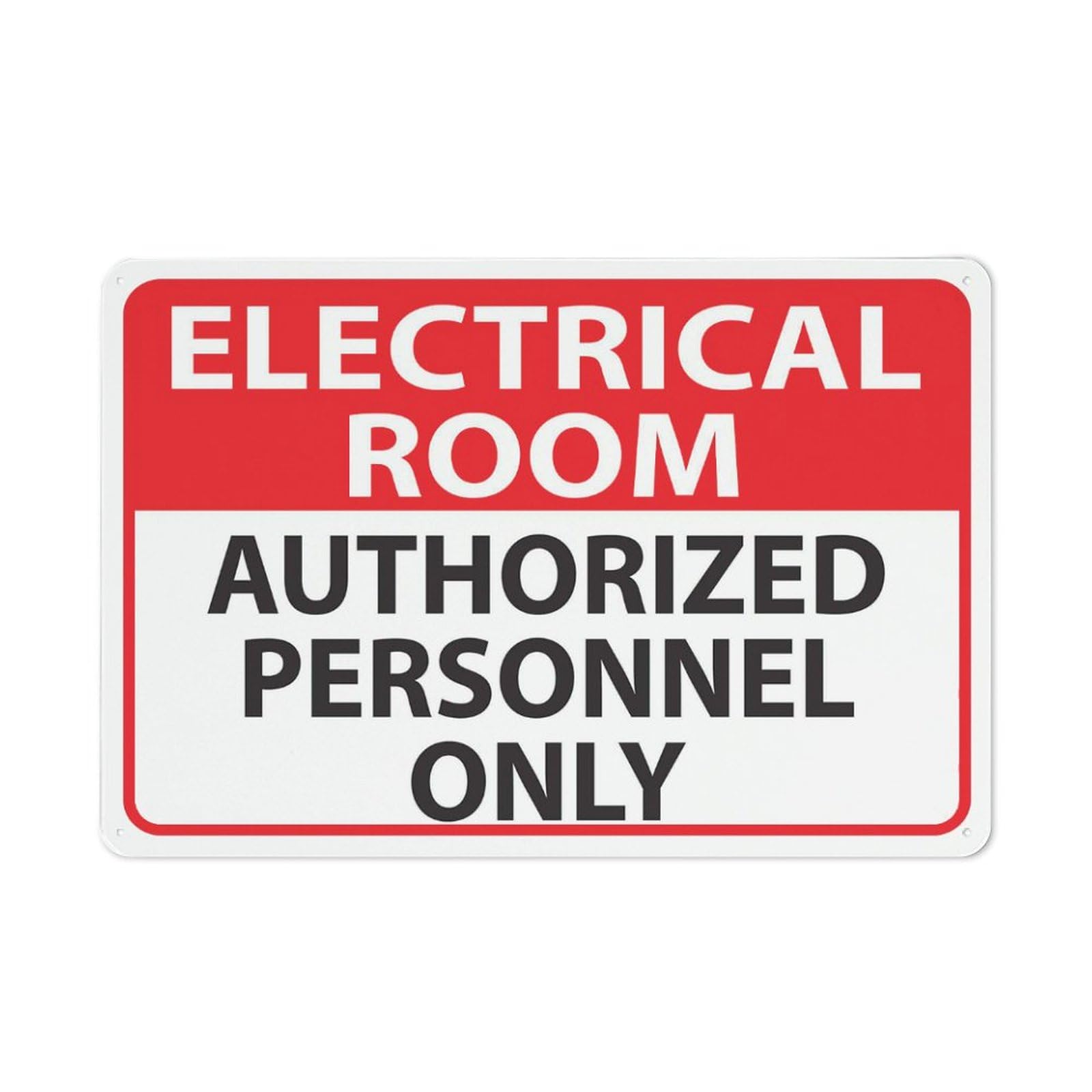 Electrical Room - Authorized Personnel Only Sign, 8x12 Inch Rust-Free Metal Aluminum for House, Door, Office, Business, Yard, Pre-Drilled Holes, Weather Resistant
