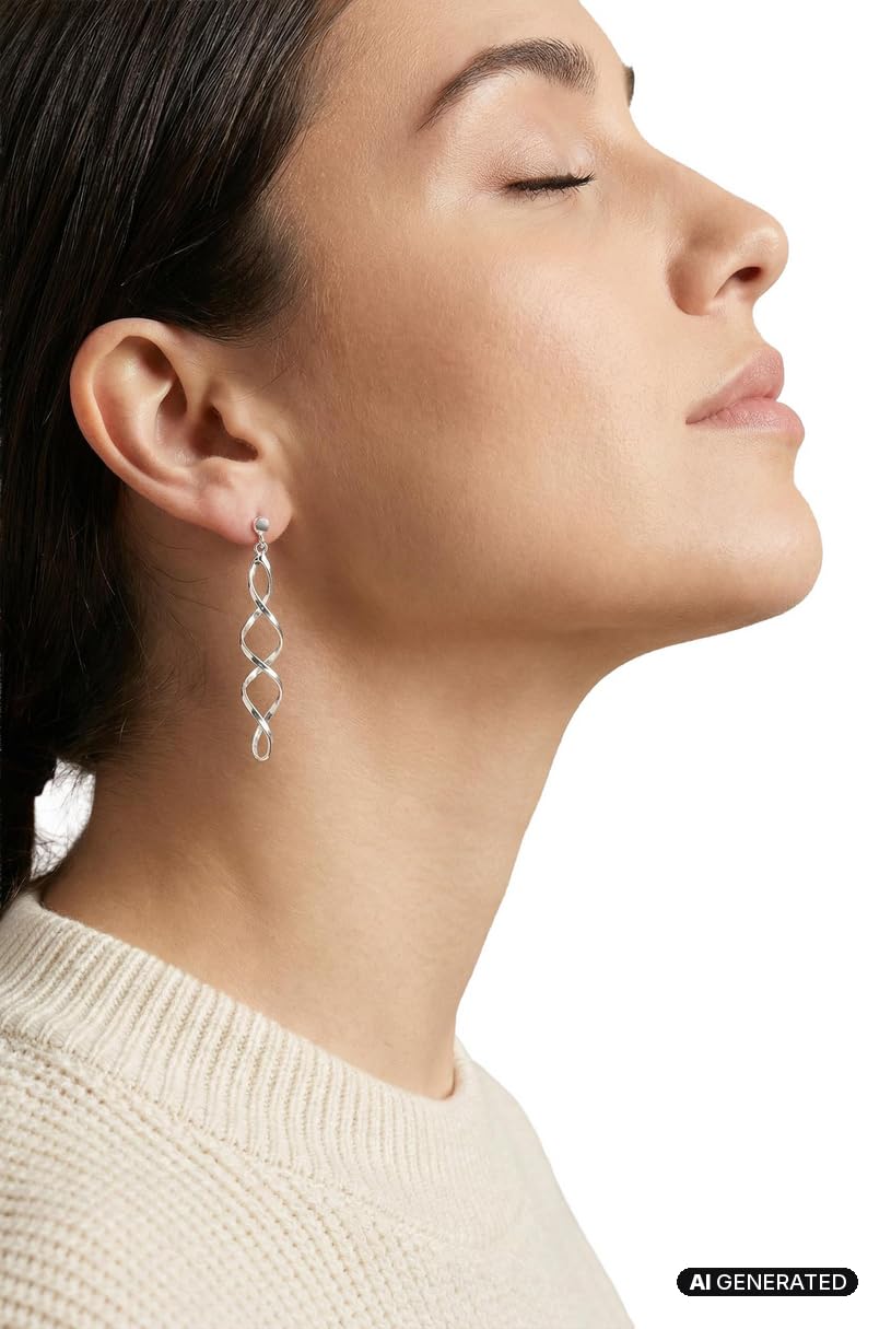 Amor Pendientes de plata de ley 925 para mujer, pendientes parcialmente con piedras preciosas, plata 925 rodiada, regalo para mujer y novia, viene en caja de regalo