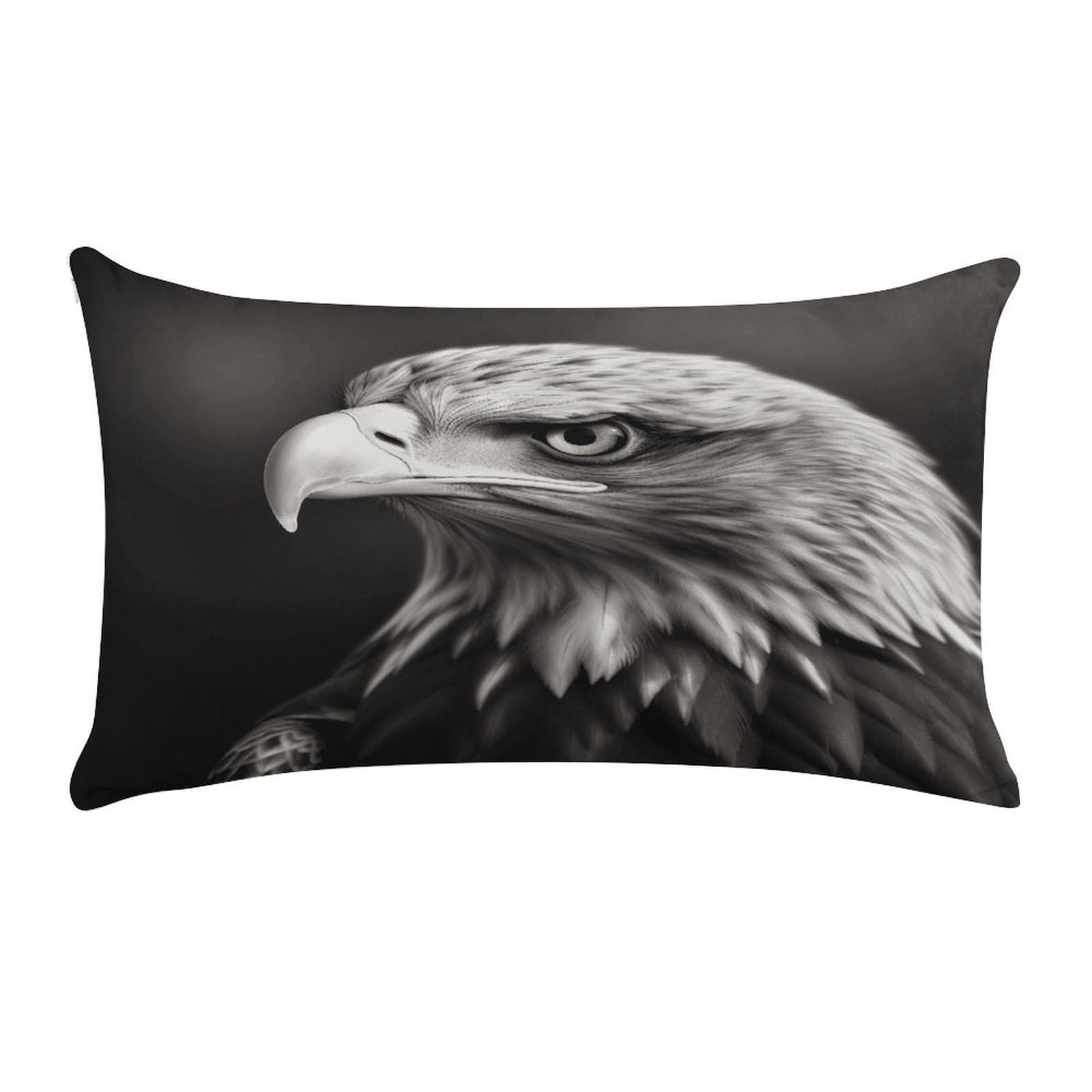 MUSM Eagle Black and White Throw Pillow Cover Rectangle Short Plush Pillowcase Soft Luxury Decorative Lumbar Throw Pillow Case with Zipper Short Plush Cushion Cases 12 X 20 Inch