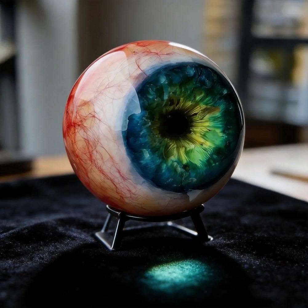 Hyper-Realistic Monster Eye Decor, Scary Realistic Eyeball Ornament, Dark Fantasy Artwork for Desk Bookshelf, Eerie Illusion, Unique Gothic Gift for Horror Fans (Blue) — view 7