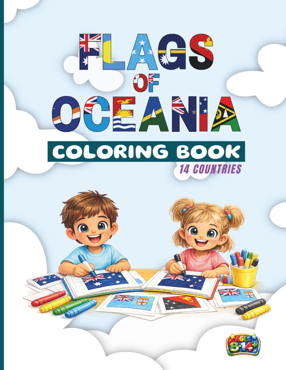 Flag Of Oceania Coloring Book: Activity Book with All Oceania and Pacific Island Flags and Color Instructions | Educational Geography Coloring Book for Kids and Teens | Large Format Flag Outlines