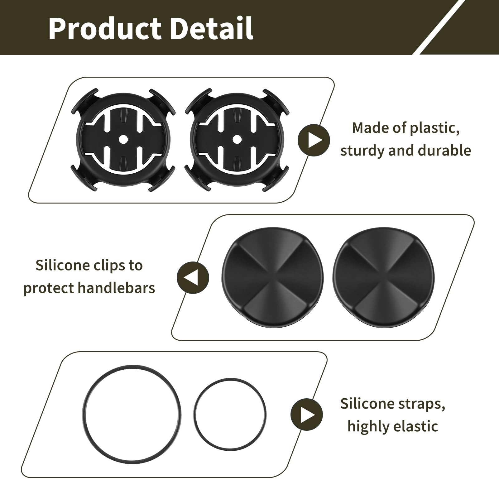 2 Piezas Soporte Manillar Ordenador Bicicleta Compatible con Garmin Edge 130 200 500 510 520 530 800 810 820 830 1000, Soporte Ciclocomputador con Bandas de Goma para Bicicleta Carretera y Montaña — view 3