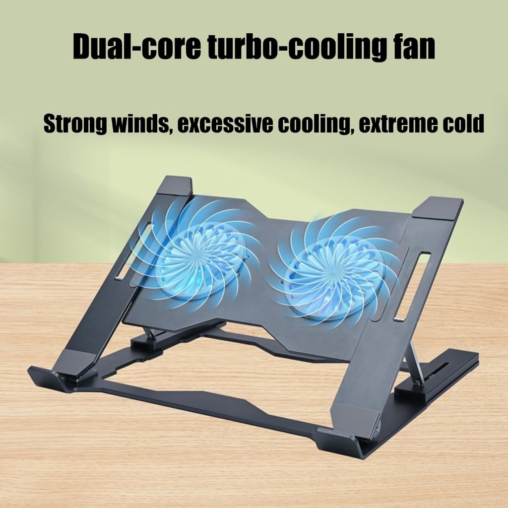 Soporte ergonómico para portátil con ventilador grande y soporte en ángulo Almohadilla de refrigeración de aluminio