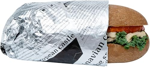 Miniatura 16 de Restaurantware Foil Lux - Envolturas para sándwich de 12 x 12 pulgadas, 500 revestimientos aislados para cestas de alimentos, papel de periódico