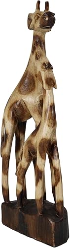 Miniatura 6 de Ebros Gift Balikraft - Figura decorativa de madera tallada a mano, hecha a mano, artesanos, safari, jirafa, madre y ternero, escultura de madera