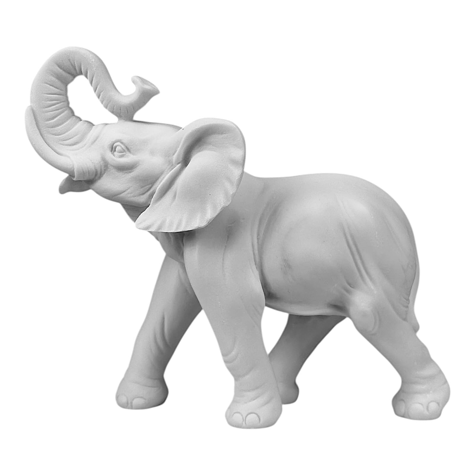 Statue d'éléphant avec coffre – Symbole de richesse, de sagesse et de chance | Figurine en marbre moulé faite à la main | Décoration d'intérieur et ornement Feng Shui (18 cm)