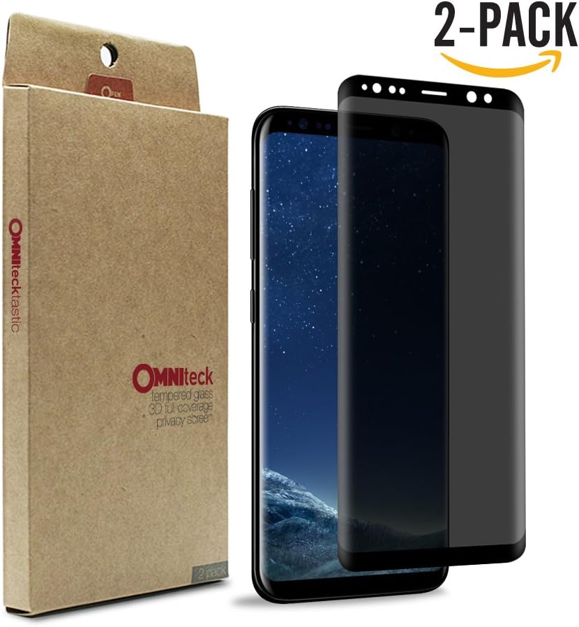 [Privacy Tempered Glass] OMNITeck Anti Spy 9H Hardness Tempered Glass, High-Definition, 3D Touch Compatible, Anti-Scratch, Bubbles Free Screen Protector for Samsung Galaxy S8 (2-Pack)