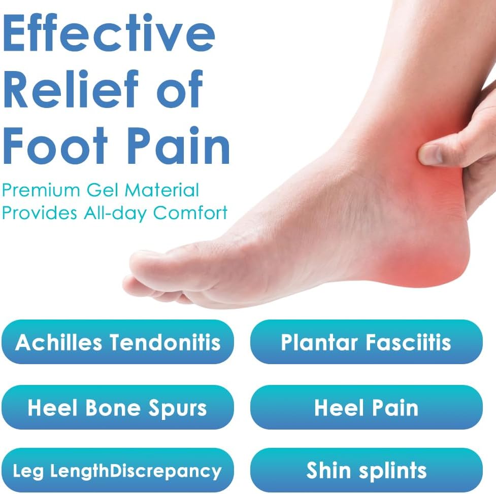 Heel Cushions for Achilles Tendonitis Relief, Heel Cups for Heel Pain and Plantar Fasciitis, Heel Lift Inserts Provide Support and Shock Absorption (Brown, Large) - Image 3