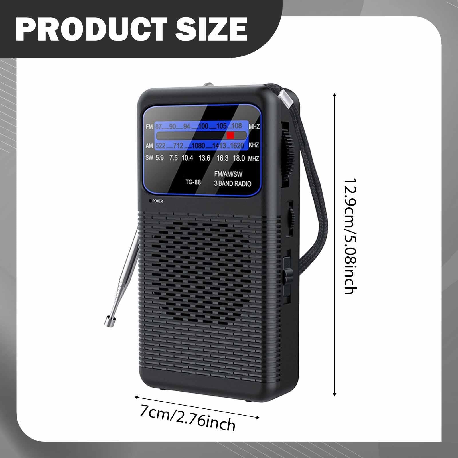 Mini Radio para Hombres Y Mujeres con Linterna LED de Emergencia, Pequeña Y Ligera, 12,9 Cm X 7 Cm, Ideal para Viajes, Dormitorio, Interior Exterior,