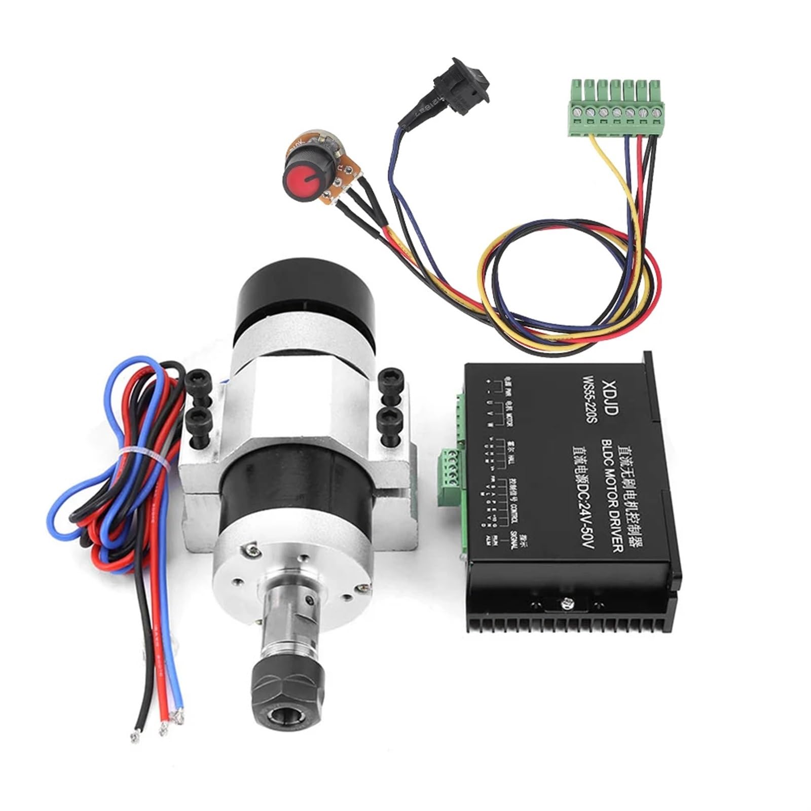 Set Driver Motore ER16 48V DC 500W CW/CCW Motore brushless con Raffreddamento ad Alta velocità + Driver + Morsetto + potenziometro
