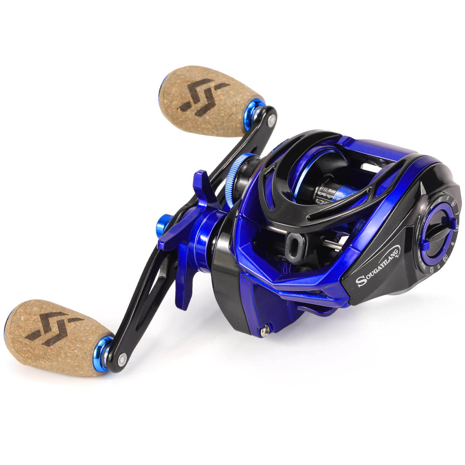 Sougayilang Baitcasting Moulinet de pêche avec rapport d'engrenage 7.0:1 Super Smooth Power, 9 + 1 roulements à billes blindés anti-corrosion