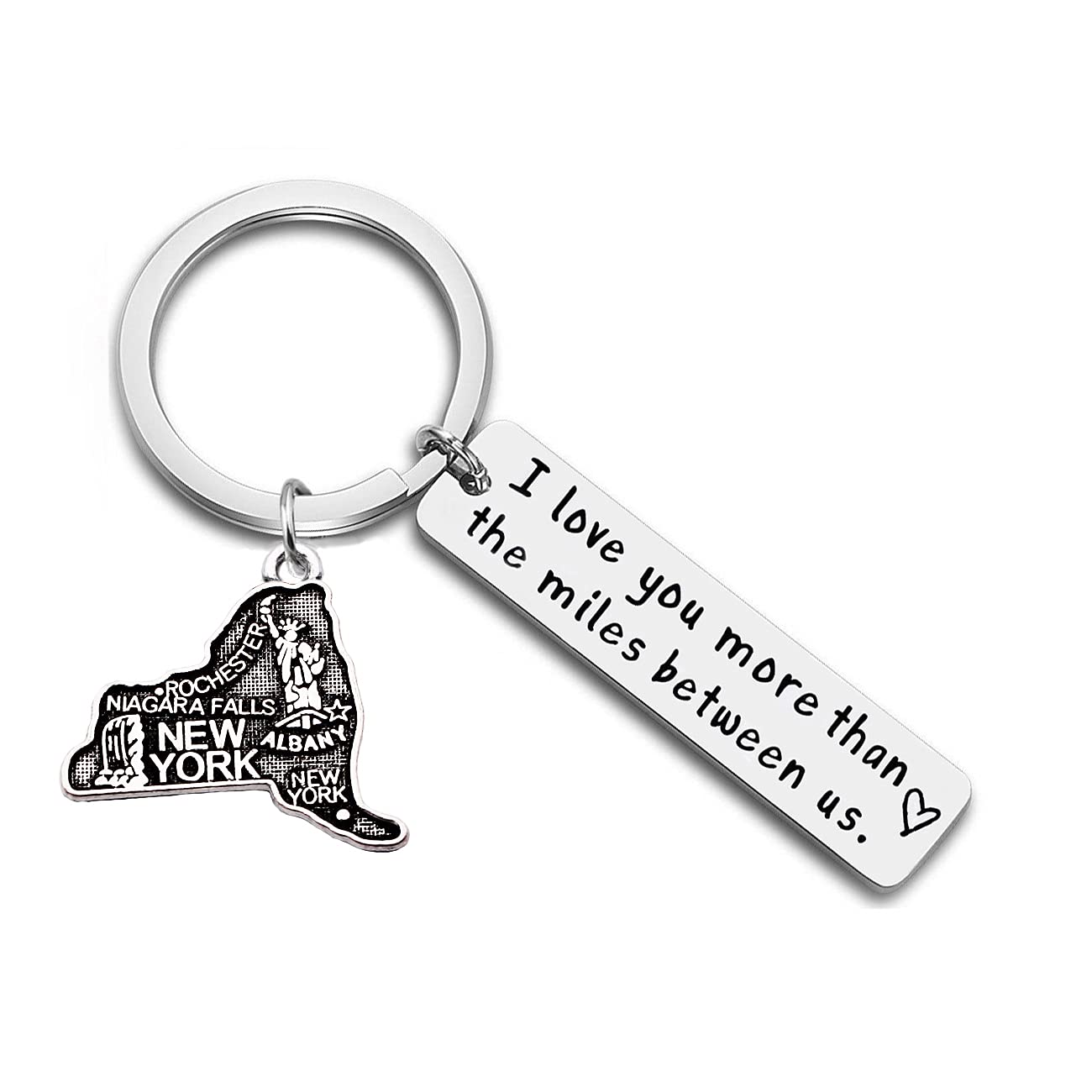 JJTZX I Love You More Than The Miles Between Us Long Distance Relationship State Map Keychain Going Away Gift Travel Gift