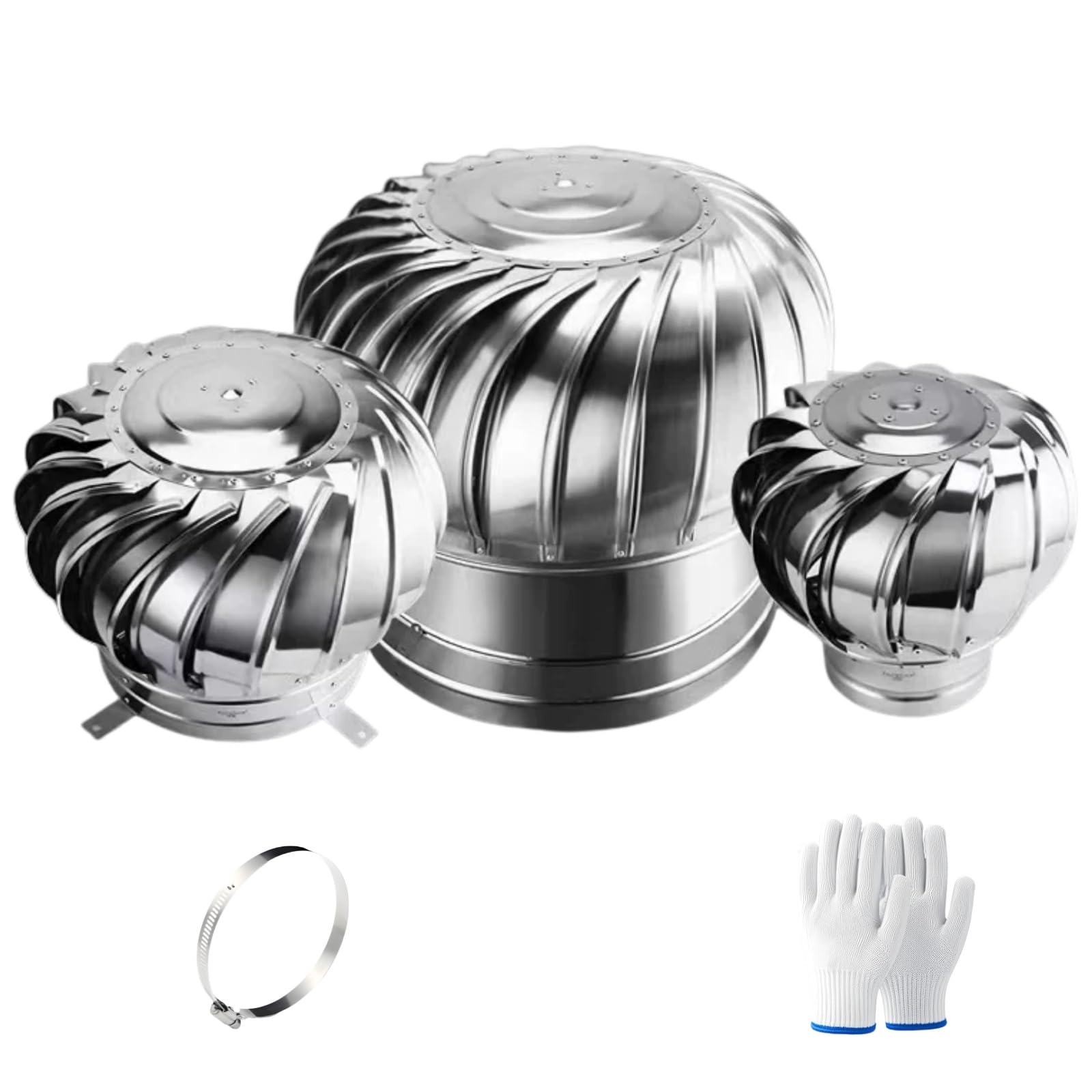 6 pollici Cappello per camino, acciaio inox 304 Cappello rotante per camino, 4in 8in 10in 12in 16in 20in Spinner Anti Downdraught Top, rotondo Impermeabile Ventilazione copertura, per Stufa a legna(