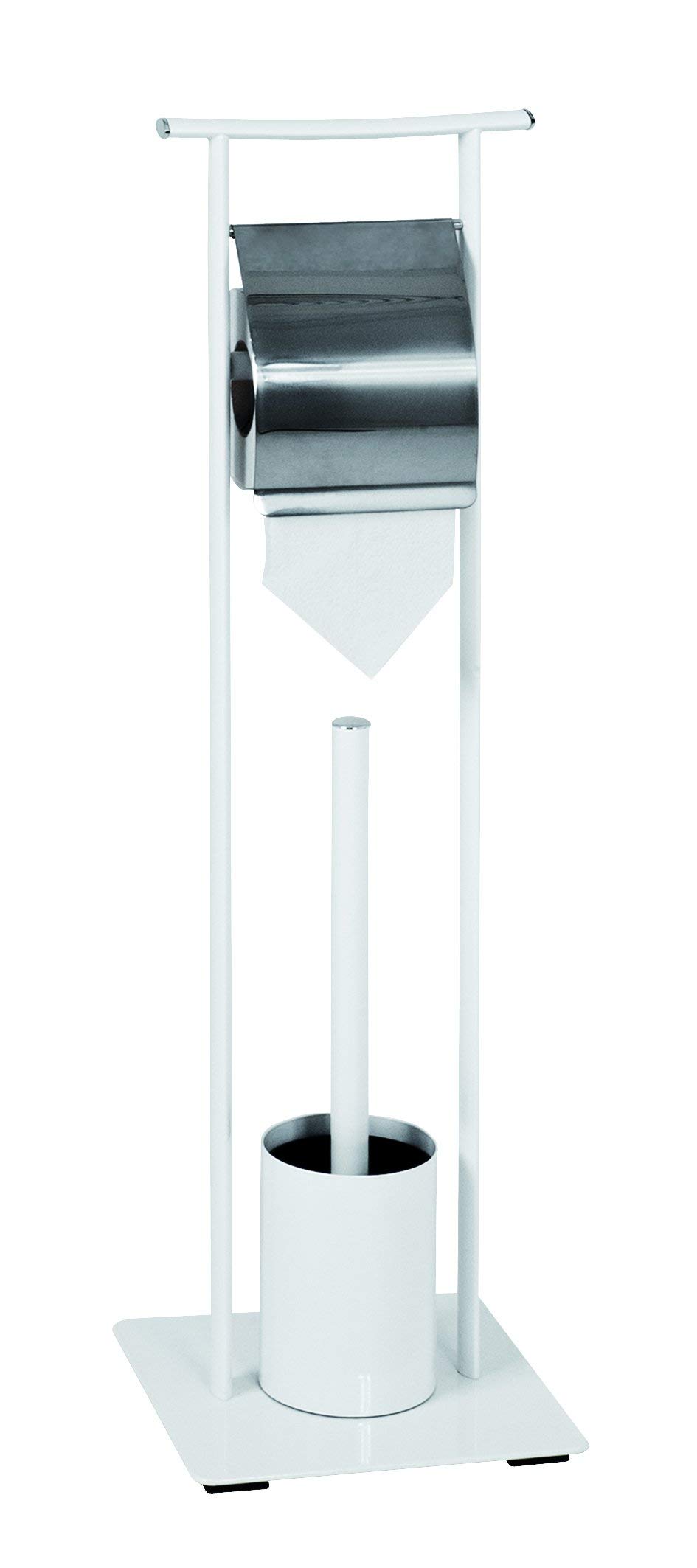 HAKU Set per WC cromo, bianco, metallo - Dim. L 20 cm x A 69 cm x P 20 cm, Stile Moderno