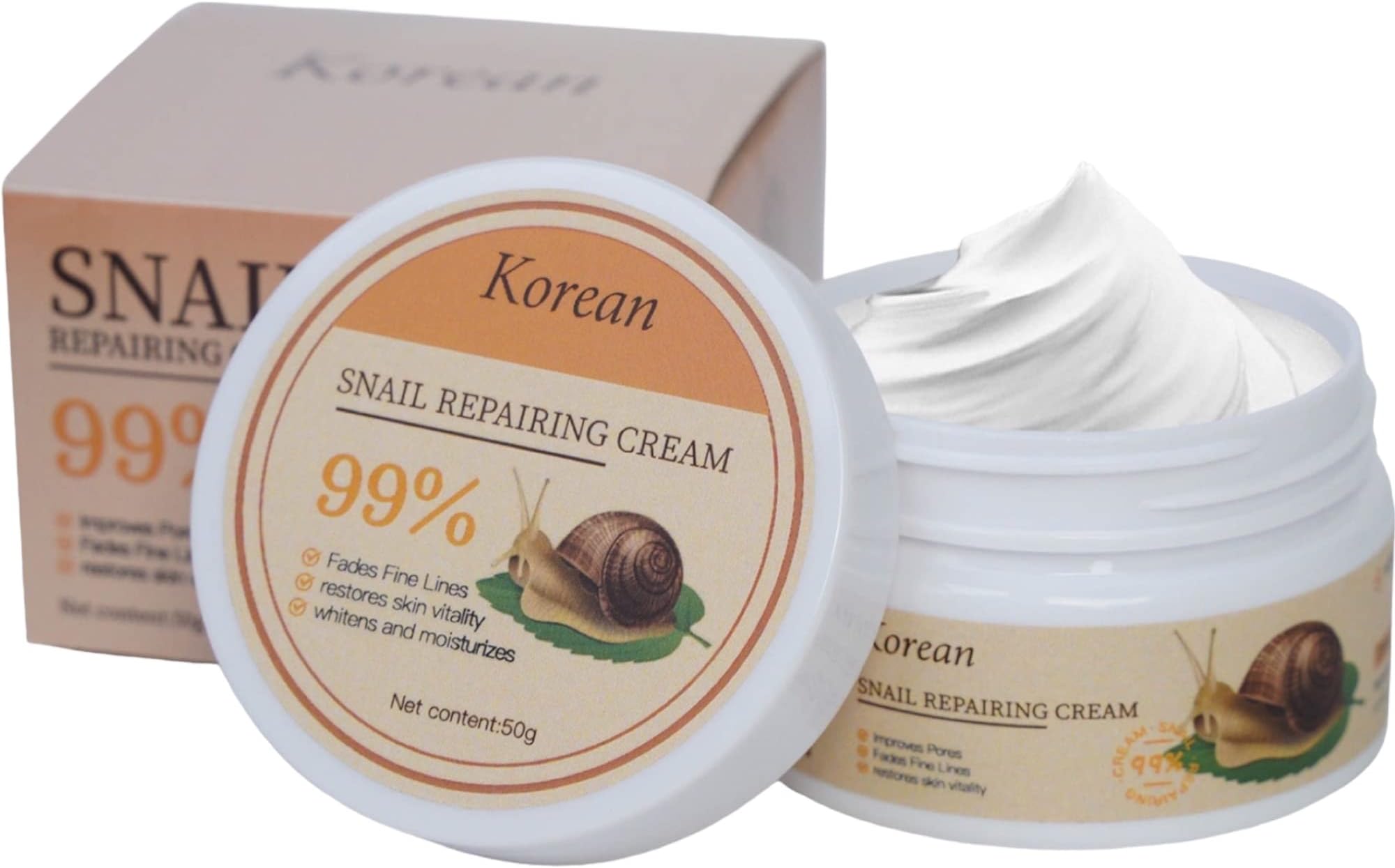 Korean Snail Repairing Cream,Snail Mucin Repair Cream - Korean Moisturizer Day Night Cream Snail Mucin Extract - All In One Recovery Power For The Most Effective,K beauty