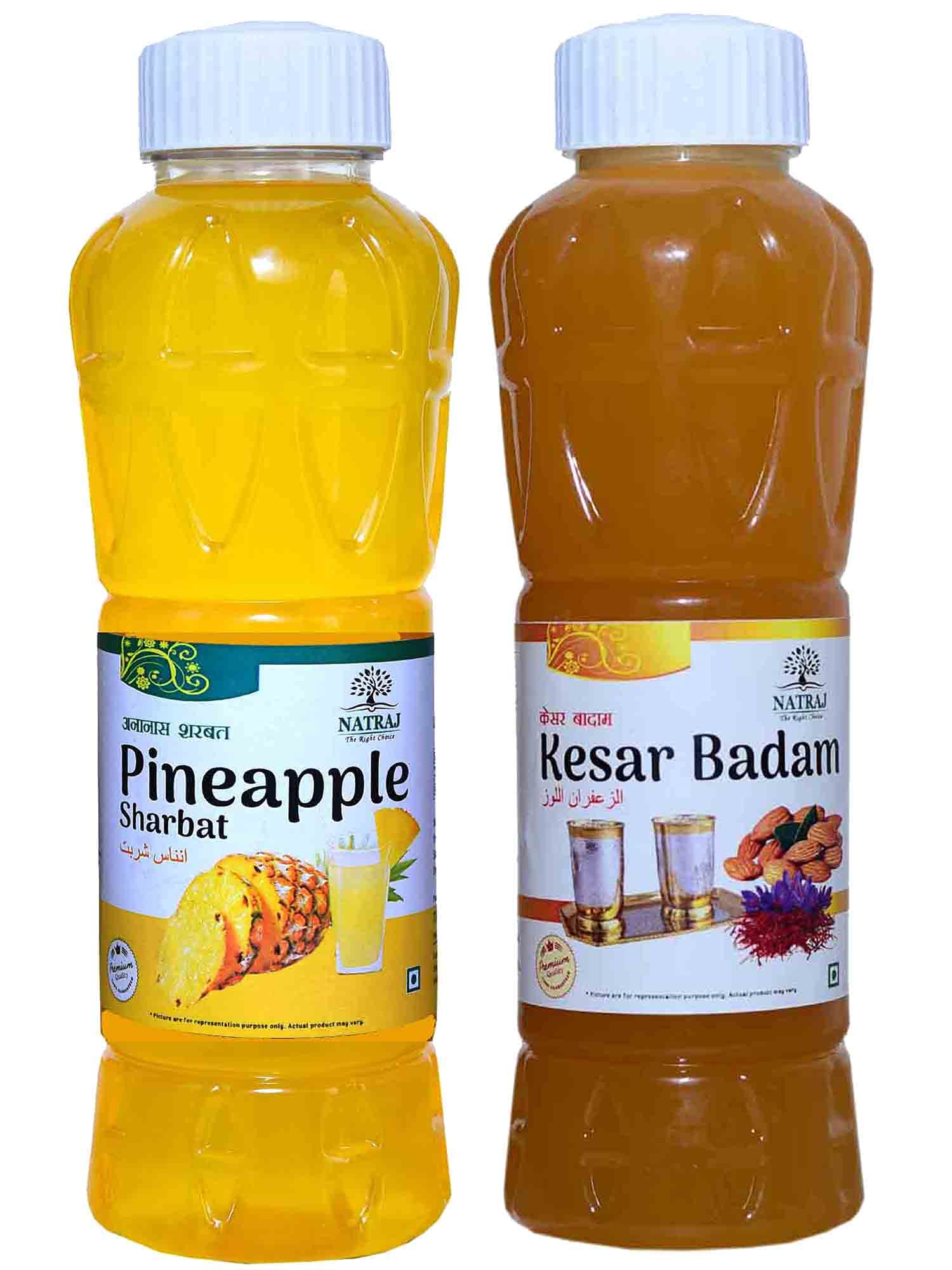 Natraj The Right Choice Pineapple Sharbat & Kesar Badam Sharbat Syrup (Pack of 2 x 750 ml Bottle) (B0896353Q8) Amazon Price History, Amazon Price Tracker