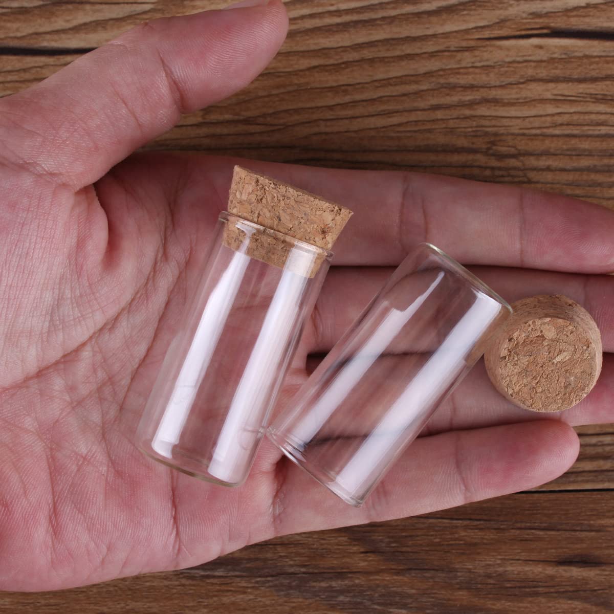 Szklane probówki z pokrywkami, Butelki szklane 5 ml/10 ml/12 ml z korkiem, opakowanie 50 szt.(12ml)