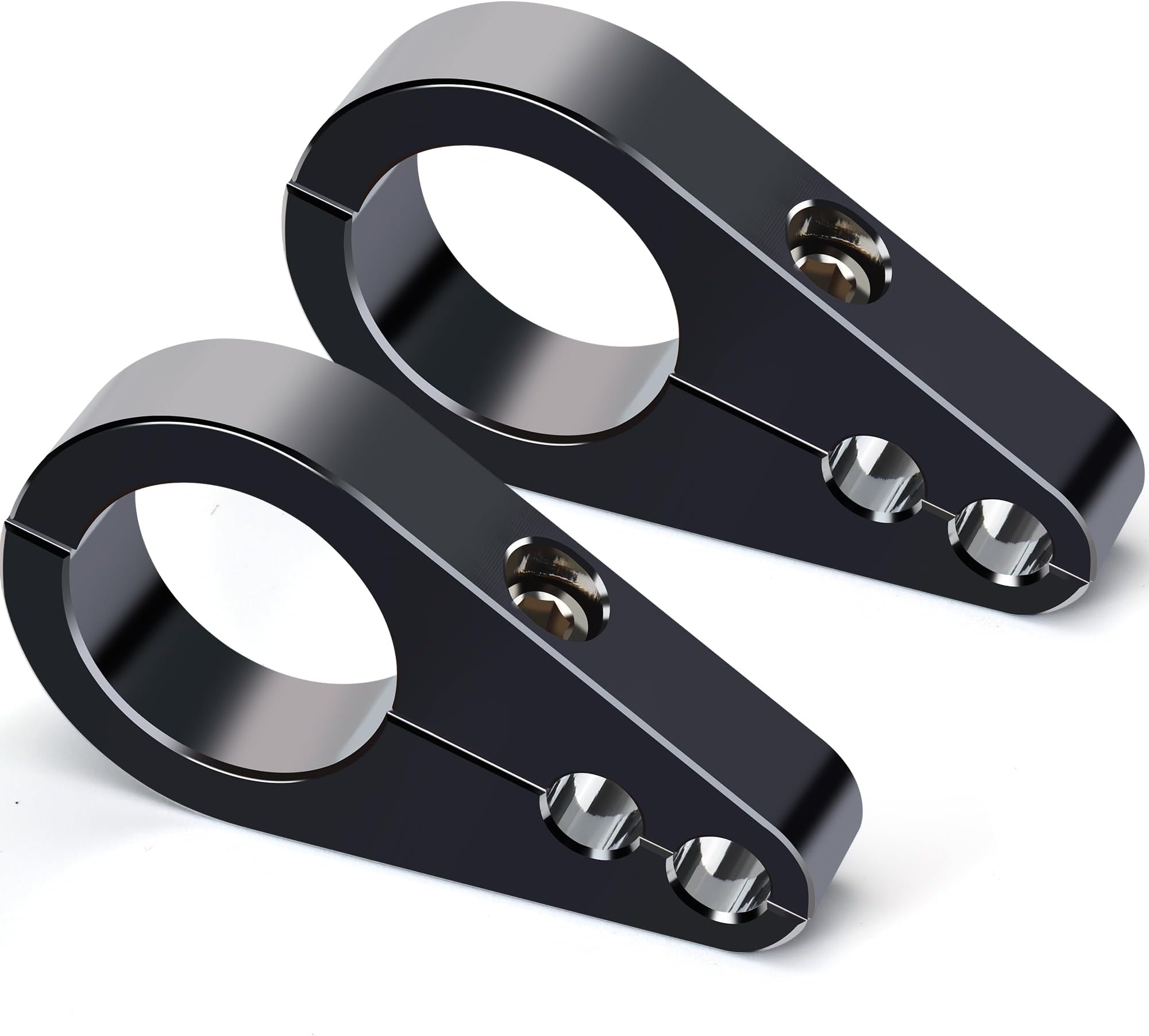MoKitDora 1-1/4" Handlebar Clips or Frame Mount Dual Hole Throttle Clutch Cable Brake Line Clamp Universal for Harley 1.25 inch Motorcycle Bars 2 Pieces, Black