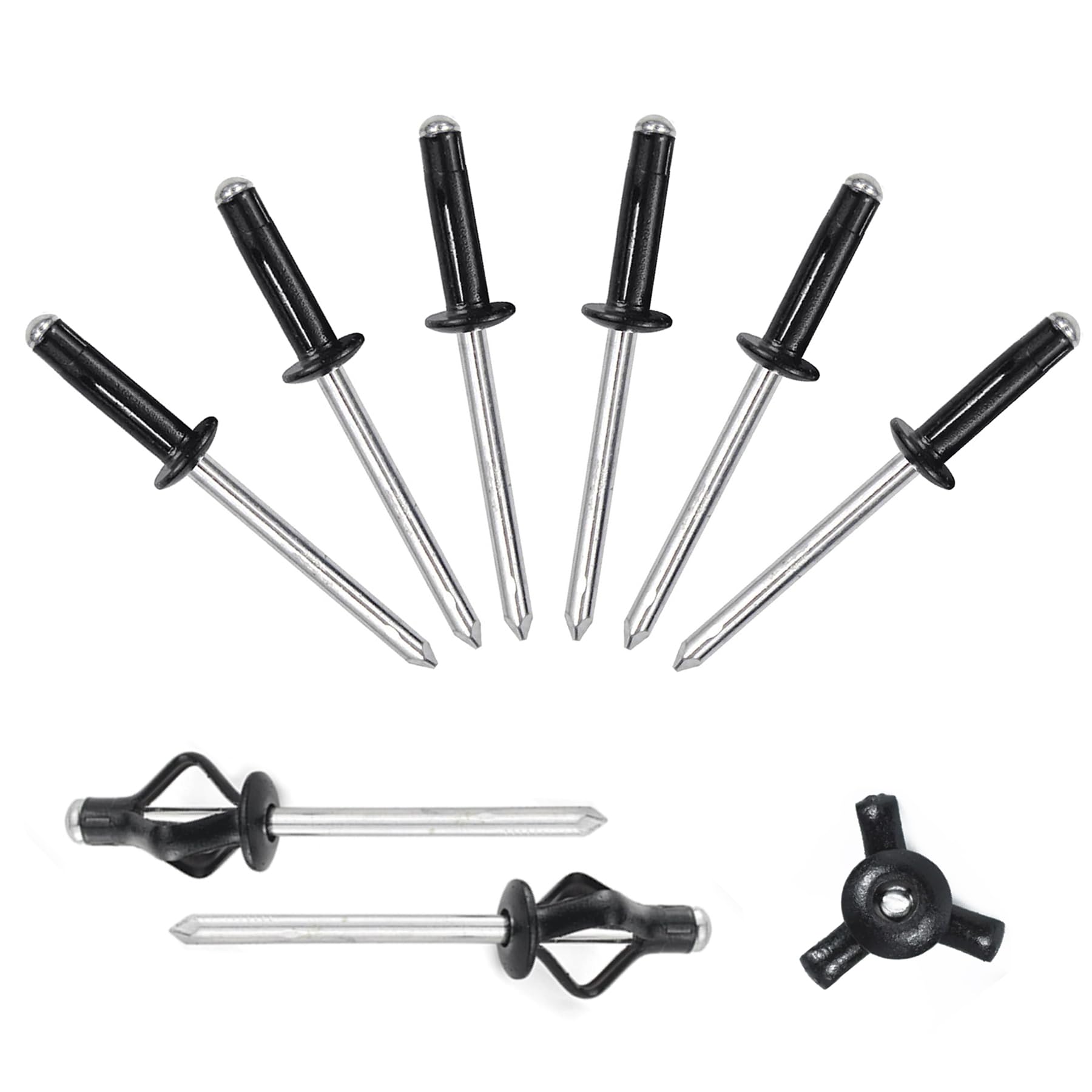 Tri-Fold Rivets - Black, 3/16"x3/4" -10 Tri-Fold Rivets - Black, 3/16"x3/4" -10