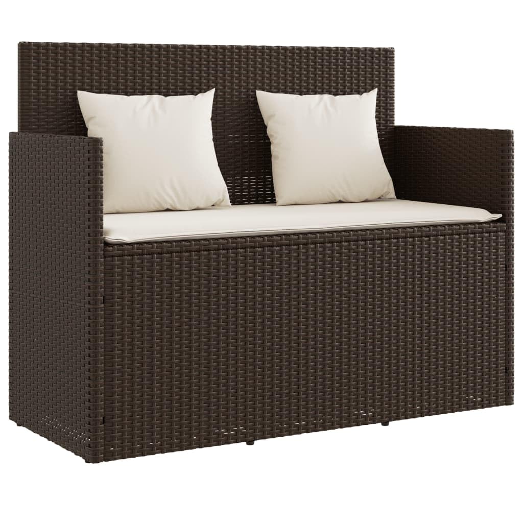 vidaXL Banc de Jardin avec Coussins, Siège de Patio, Chaise de Terrasse, Meuble de Parc Arrière-Cour Balcon Extérieur, Marron Résine Tressée