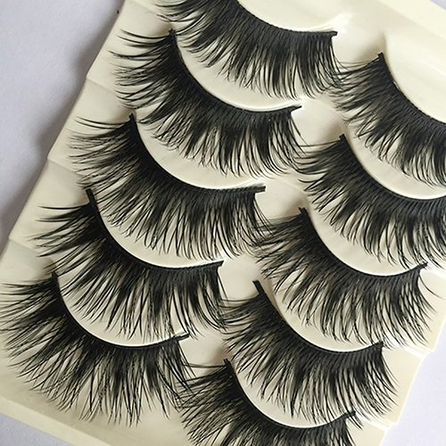 shlutesoy False Eyelashes 5 Pairs Beauty Long Thick Eye Lashes False Fake Cross Eyelashes Makeup Tool