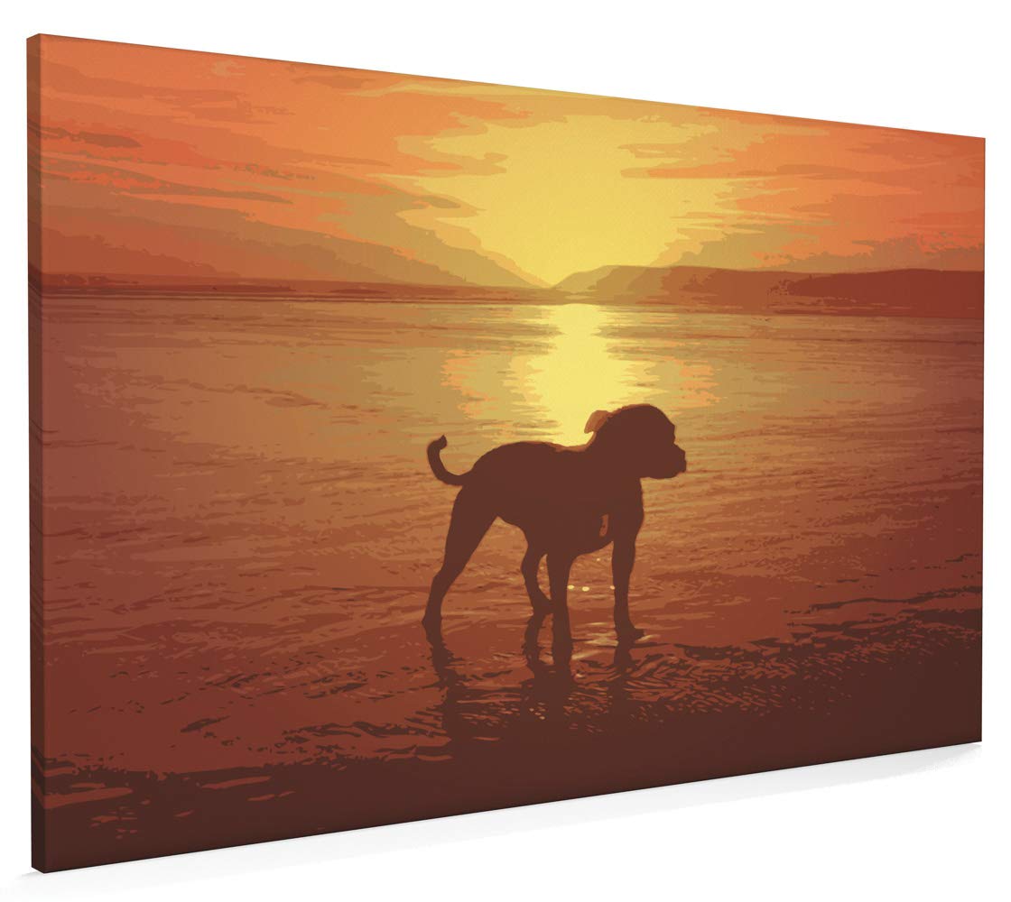 Artpause White Staffordshire Bull Terrier At Sunset, Canvas Art Print, 22X34 Inch (A1) - 597