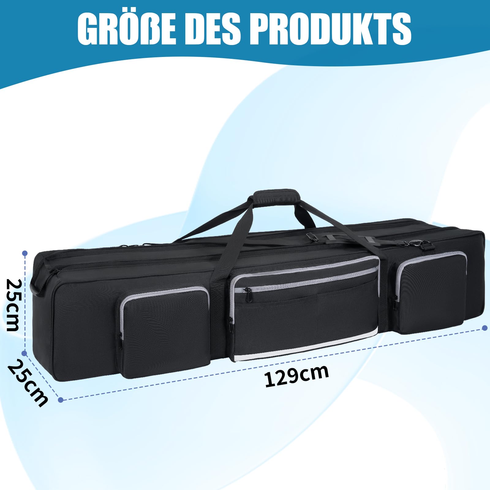 OUUTMEE Bolsa de transporte para trípode, bolsa grande para trípode fotográfico con separadores acolchados extraíbles, bolsa de soporte de luz con base acolchada a prueba de golpes para trípodes de