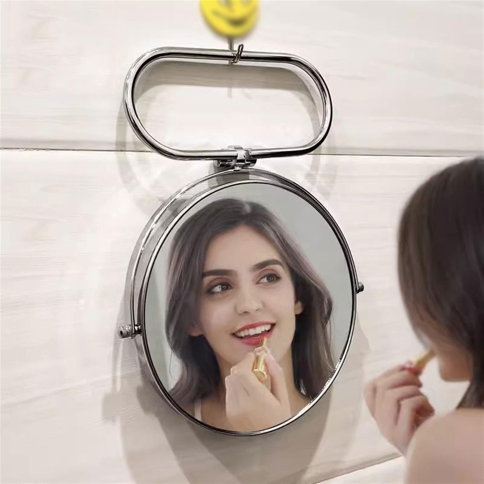 Specchio da Trucco Specchio for trucco pieghevole da parete di lusso leggero Specchio da trucco bifacciale da tavolo Specchio cosmetico in metallo europeo portatile Specchio Cosmetico ( Size : L )
