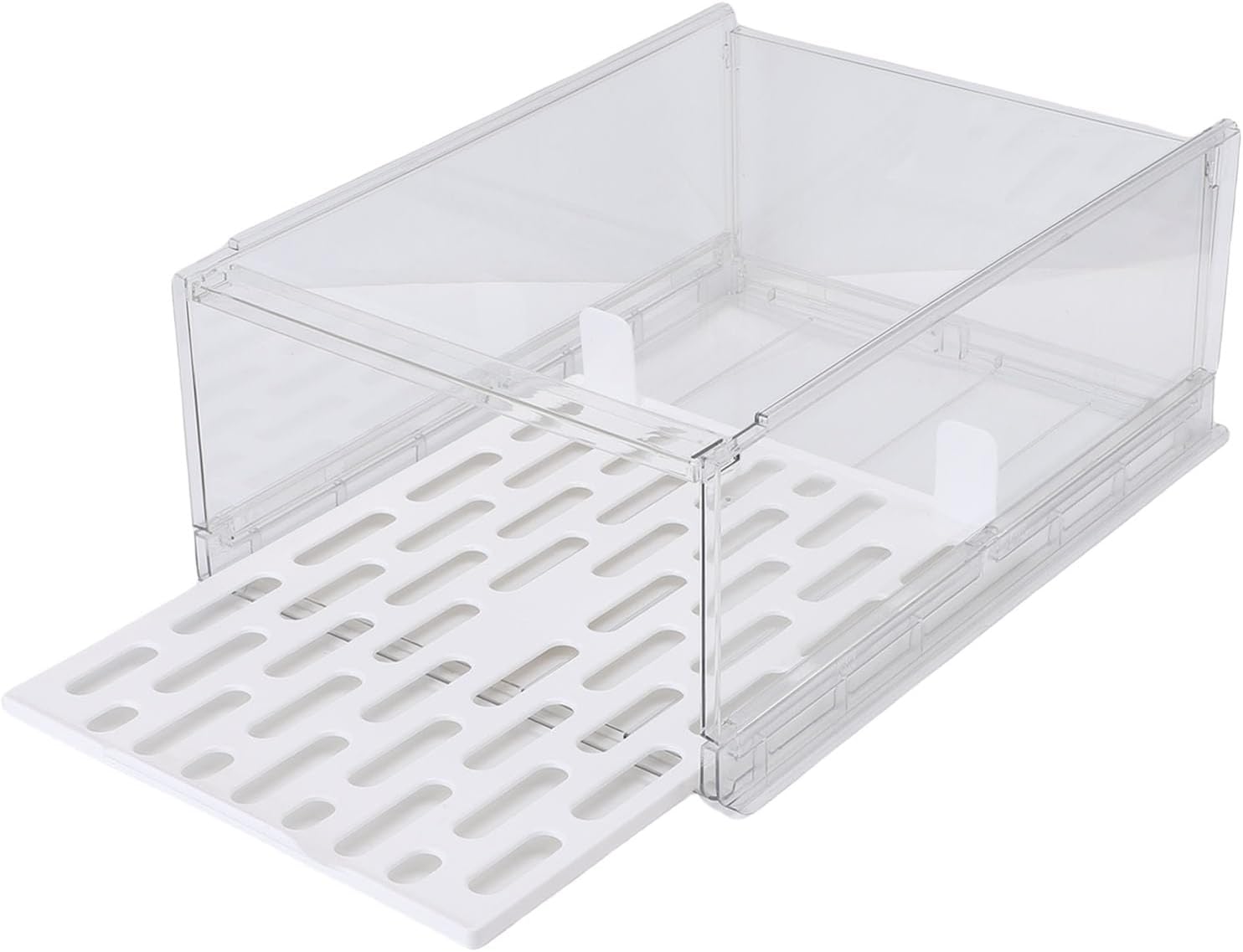 TOPINCN Closet Storage Box, Stackable Clear PET Organizer with Drawer Panel Rail Design and Anti Slip Pattern, for Wardrobe Bedroom Kitchen Cabinet