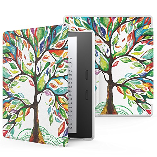 MoKo Case Fits All-New Kindle Oasis (9th and 10th Generation ONLY, 2017 and 2019 Release), Premium Ultra Lightweight Shell Cover with Auto Wake/Sleep - Lucky Tree