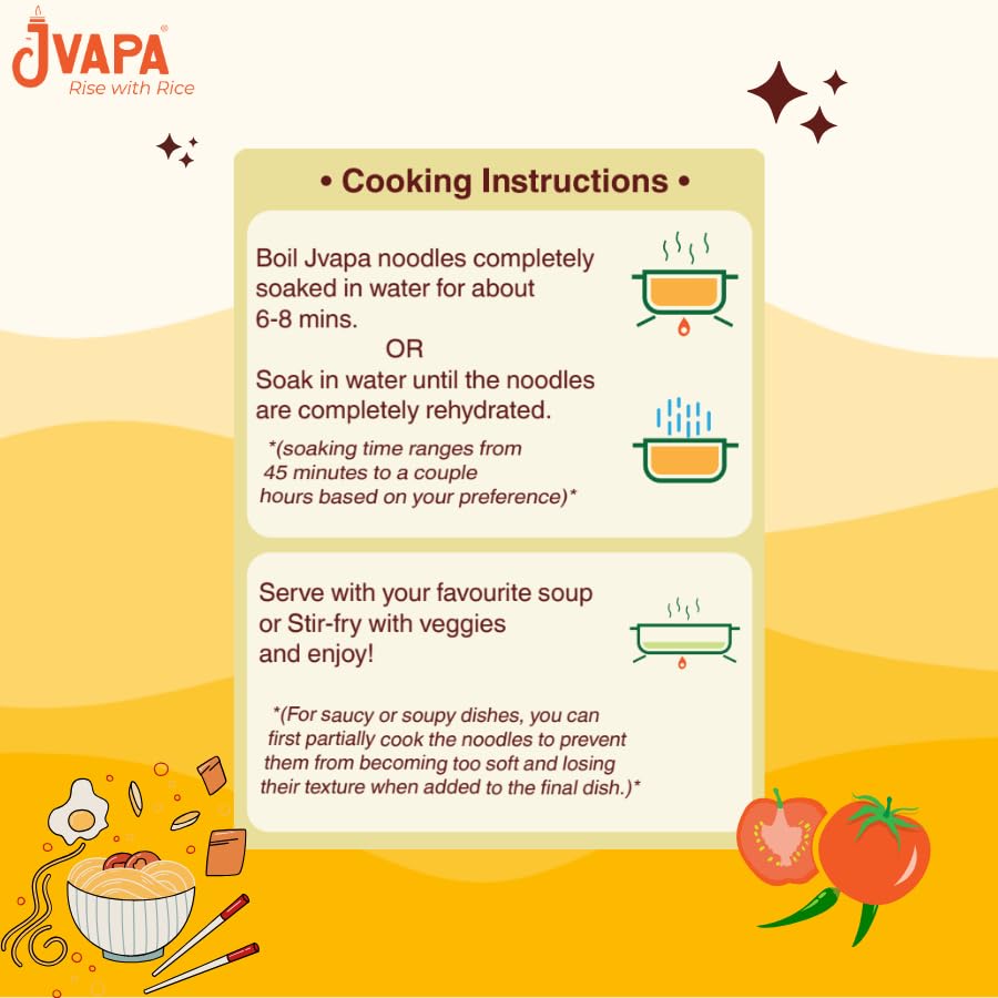 Image of Jvapa Rice Noodles with Hakka Masala Seasoning Inside, Naturally Gluten Free, Made with 100% Rice (210g x Pack of 3)