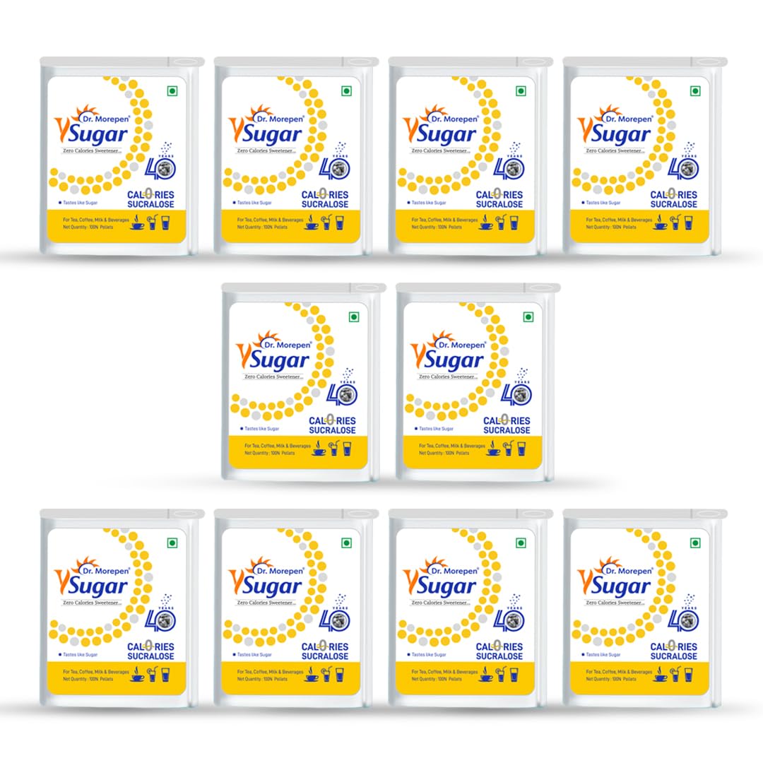 Y Sugar Pellets (Sucralose) | 100% Safe | Sweet like Sugar but with zero calories | 100% Natural Sweetener (Pack of 10)