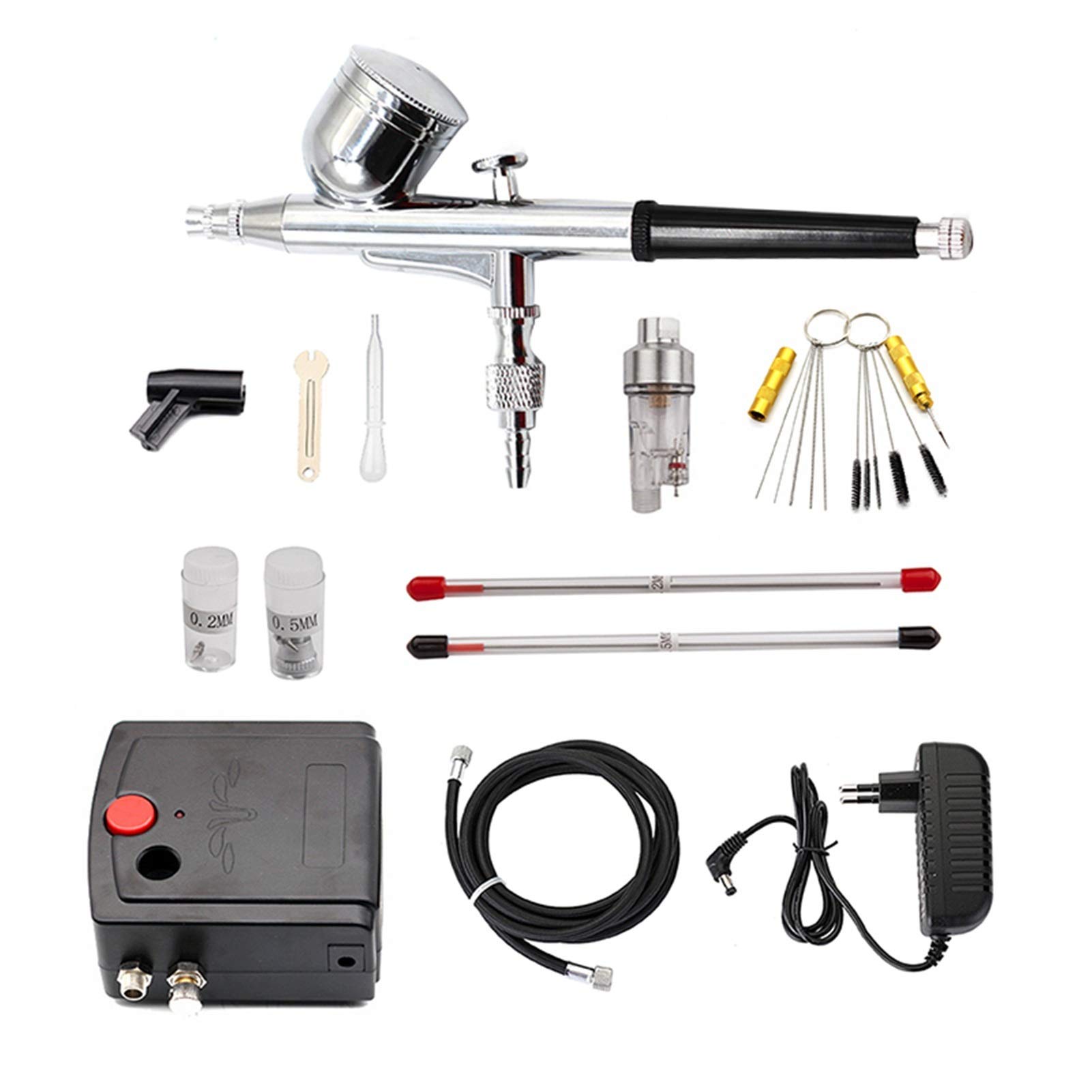 Genérico Accesorios para aerógrafos Gravedad Feed Dual Acción Aerógrafo con compresor Pintura Spray Airbrush Kit Tatuaje Nail Spray Pen Set Beauty Inkjet Coche Reparación Herramienta (Color : G)