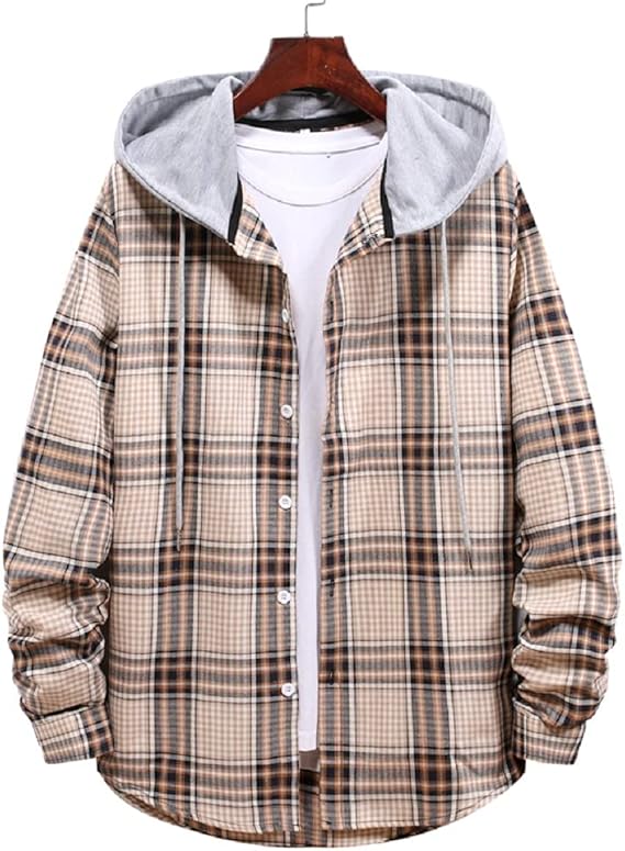 Amazon Lapaki チェック シャツ パーカー メンズ 長袖 フード付き カジュアル 綿 重ね着風 春 シャツ 通販 Amazon Lapaki チェック シャツ パーカー メンズ 長袖 フード付き カジュアル 綿 重ね着風 春 シャツ 通販