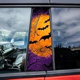 2PCS Car B-Pillar Stickers Decal Halloween Pumpkin Bat Vinyl Waterproof Car Pillar Decal Scratch Cover DIY Door Trim Stickers Halloween Car Accessories &lpar;02&rpar;