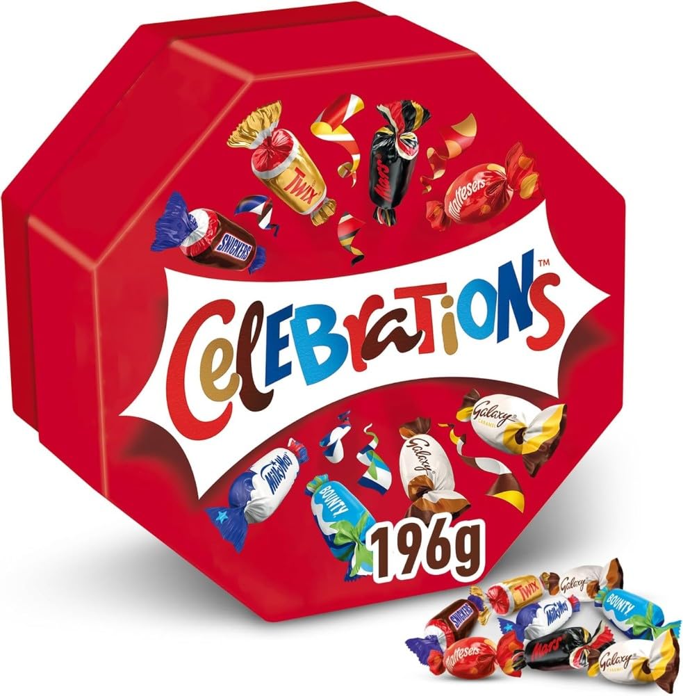 Celebrations, Caja Mezcla de Chocolatinas Mini, Disfruta de un Variedad de Sabores, Ideal como Regalo (196g)