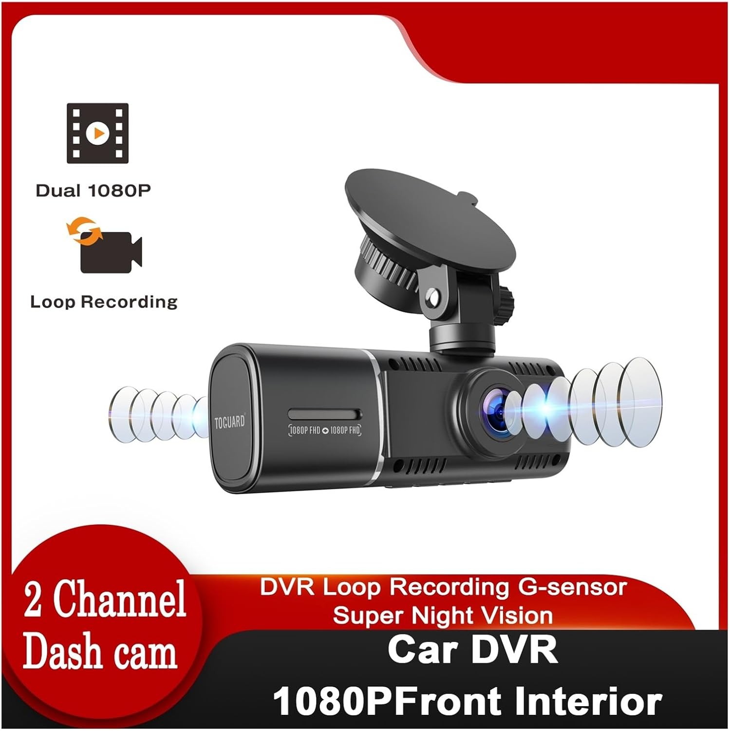 2 Channel Dash Cam for Car Camera Video Recorder Dashcam DVRs Black Box Dual Lens DVR Camera 24H Parking Monitor