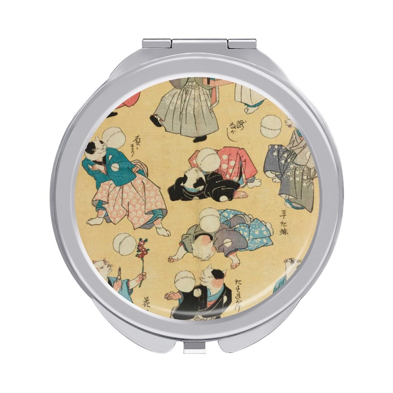 Amazon.co.jp: 化粧鏡 化粧ミラー 歌川国芳 流行猫の曲鞠 コンパクト