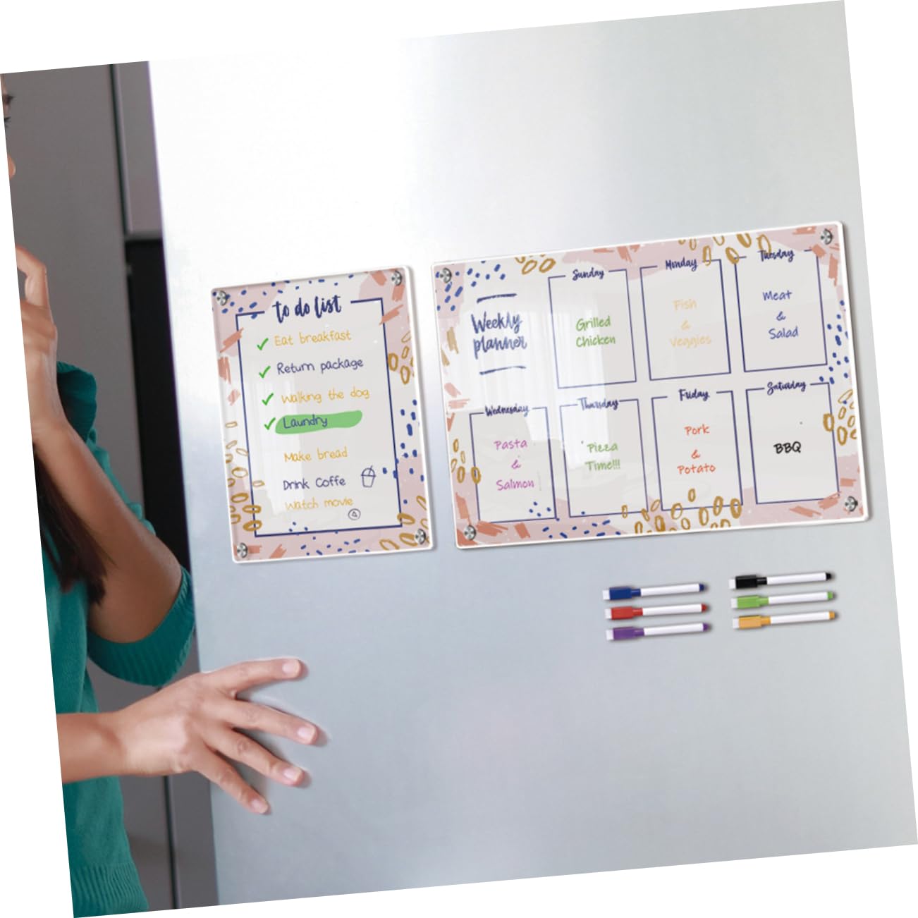 VILLCASE Planungstafel Für Kühlschrank Magnetisch Abwischbar Acryl Wochenplaner Kühlschranktafel Memo Notizboard Hausplaner Organisationstafel