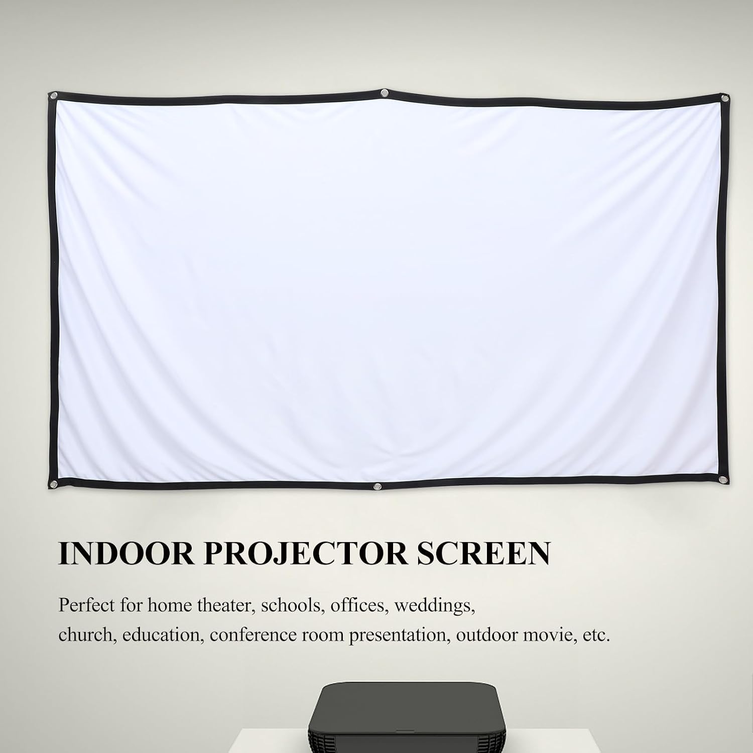 9 Foldable Polyester Projection Screen Set Black and White Sides, Anti-Light and Anti-Wrinkle, Includes 4 Hooks and 3.5m Rope for Home Theater, Outdoor, and Classroom Use