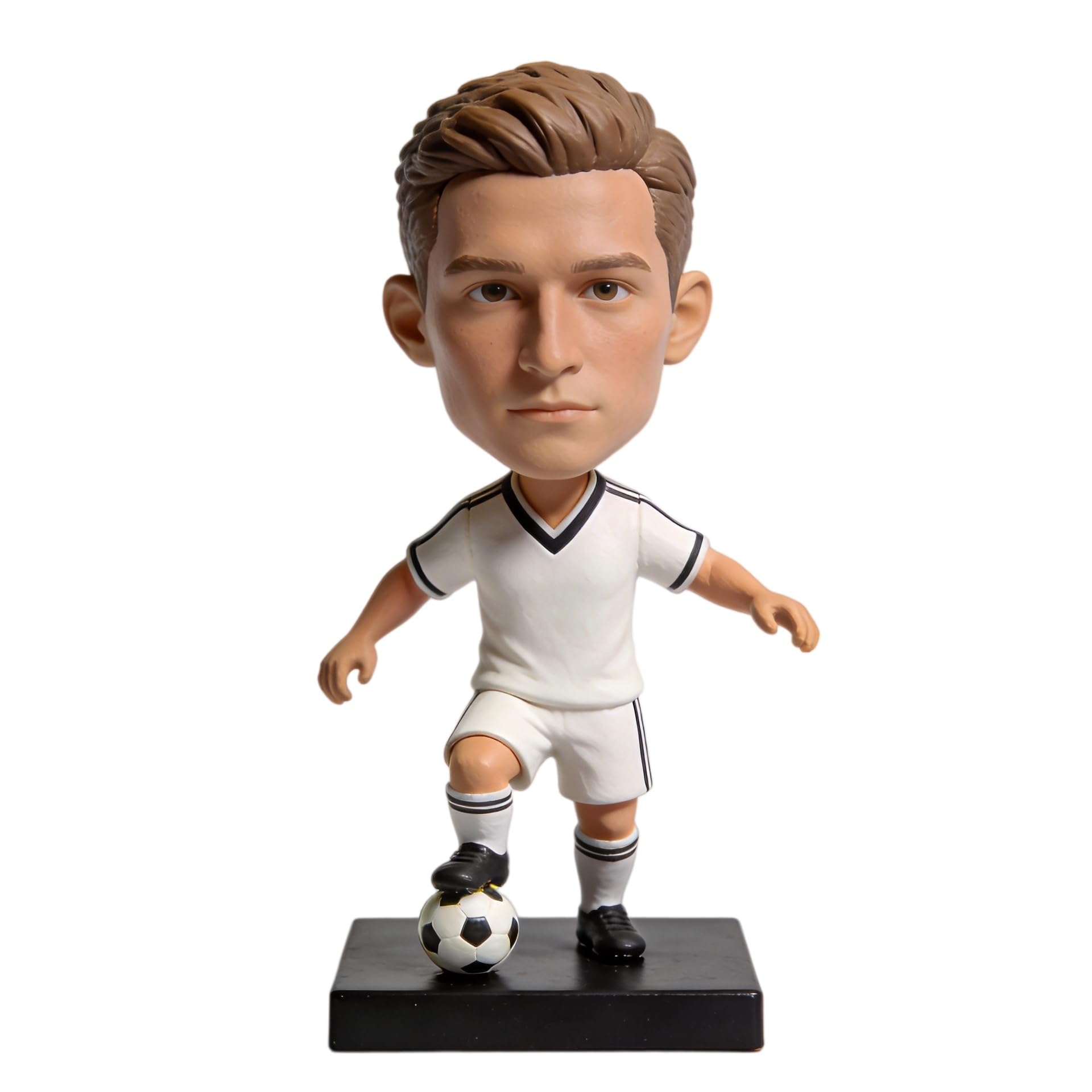 Bobblehead di calciatore personalizzato, statuetta 3D personalizzata da foto, statua in argilla polimerica fatta a mano con palla da calcio, regalo per compleanno, pensionamento, scrivania