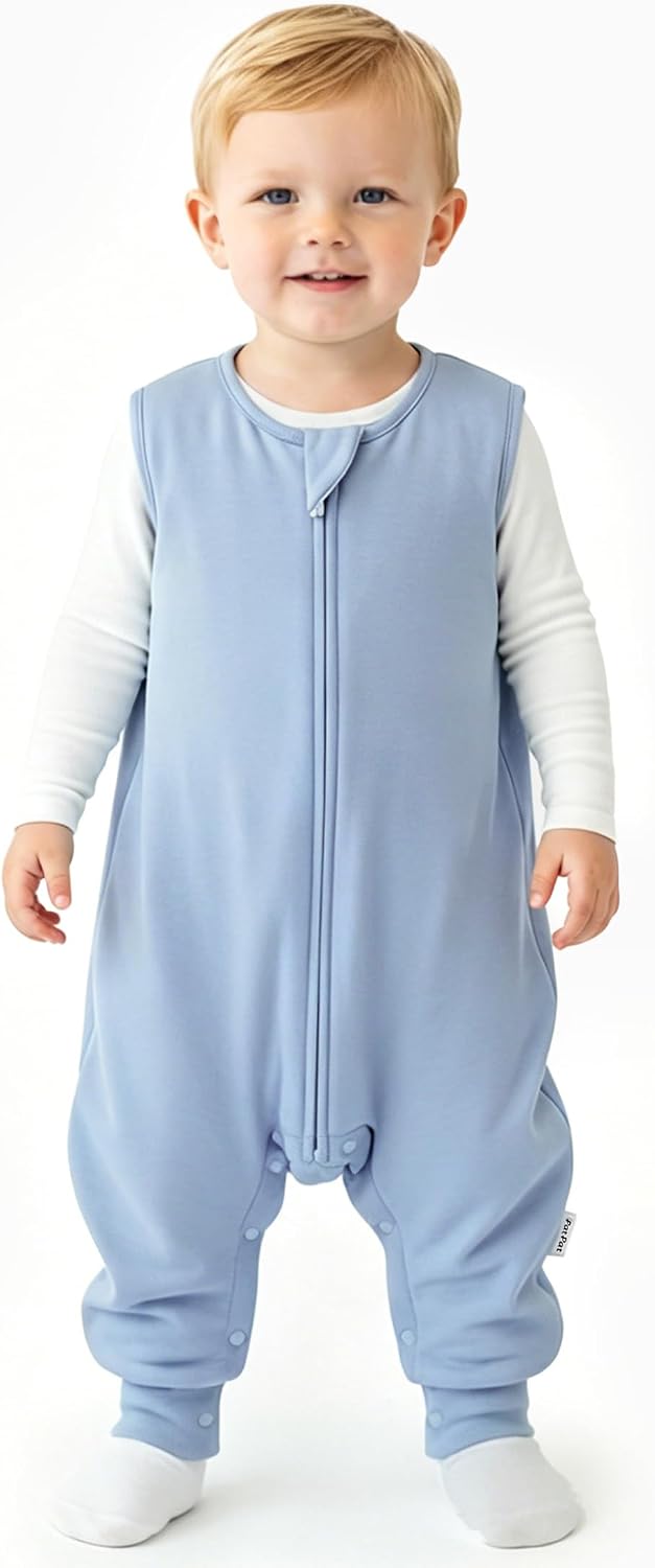 PATPAT Sleeveless Sleep Sack with Legs 6-36M, Bamboo Viscose, 0.5 & 1.0 TOG | 2-way zipper, easy diaper changes, leg openings with snaps, roomy space, natural movement, gentle on skin, machine washable