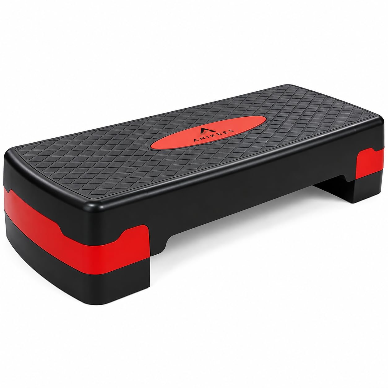 ANIKEES - Fitness Stepper, Exercise Step for Home & Gym, Cardio, Yoga, Aerobics, Weights, 2 Level Heights (10, 15 cm) (Red)