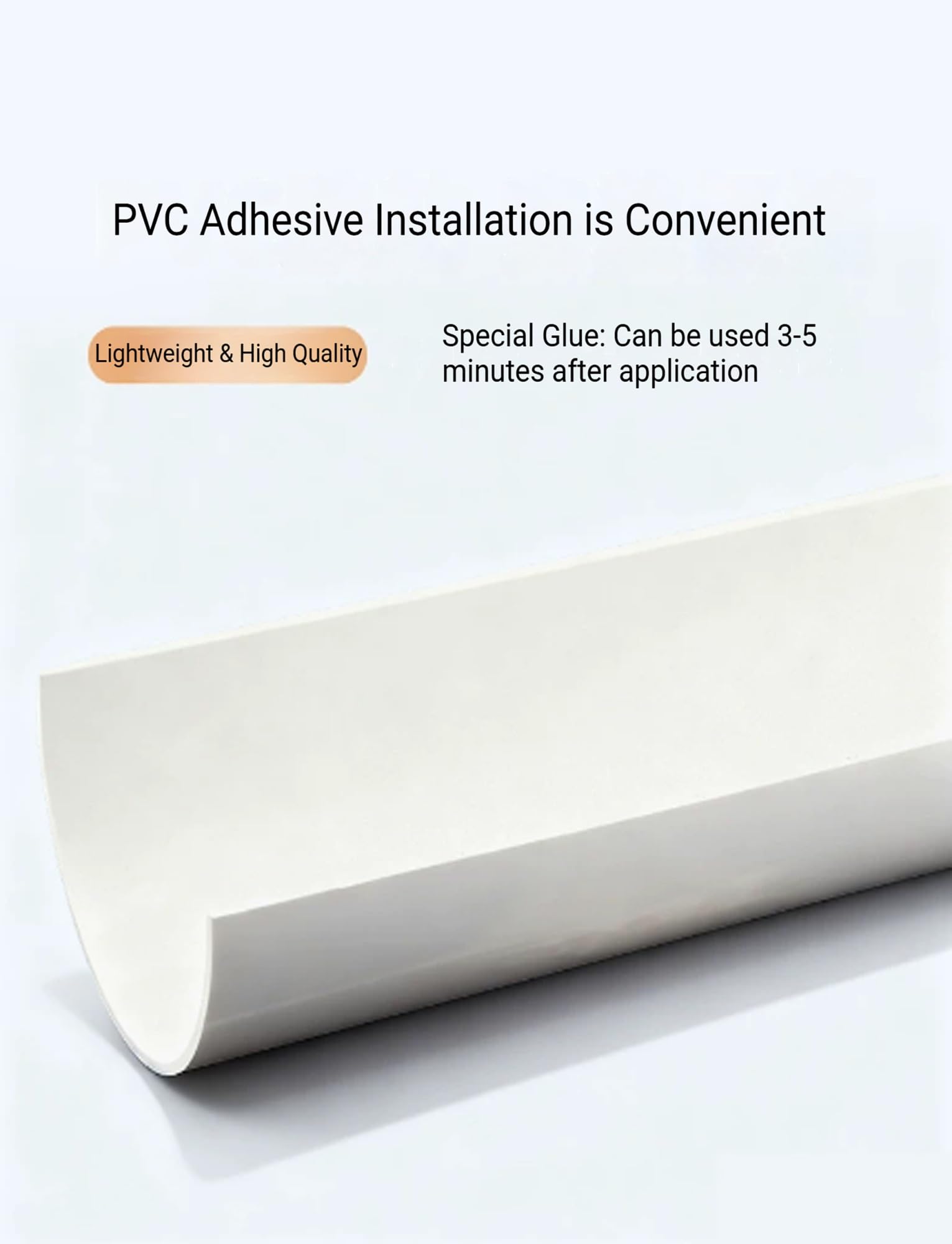 Canalón PVC Semicircular, Canal Drenaje Agua Lluvia para Alero Techo | For aleros de tejados, jardines, proyectos de riego y drenaje de bricolaje.(39insh,3insh-75mm(2mm))