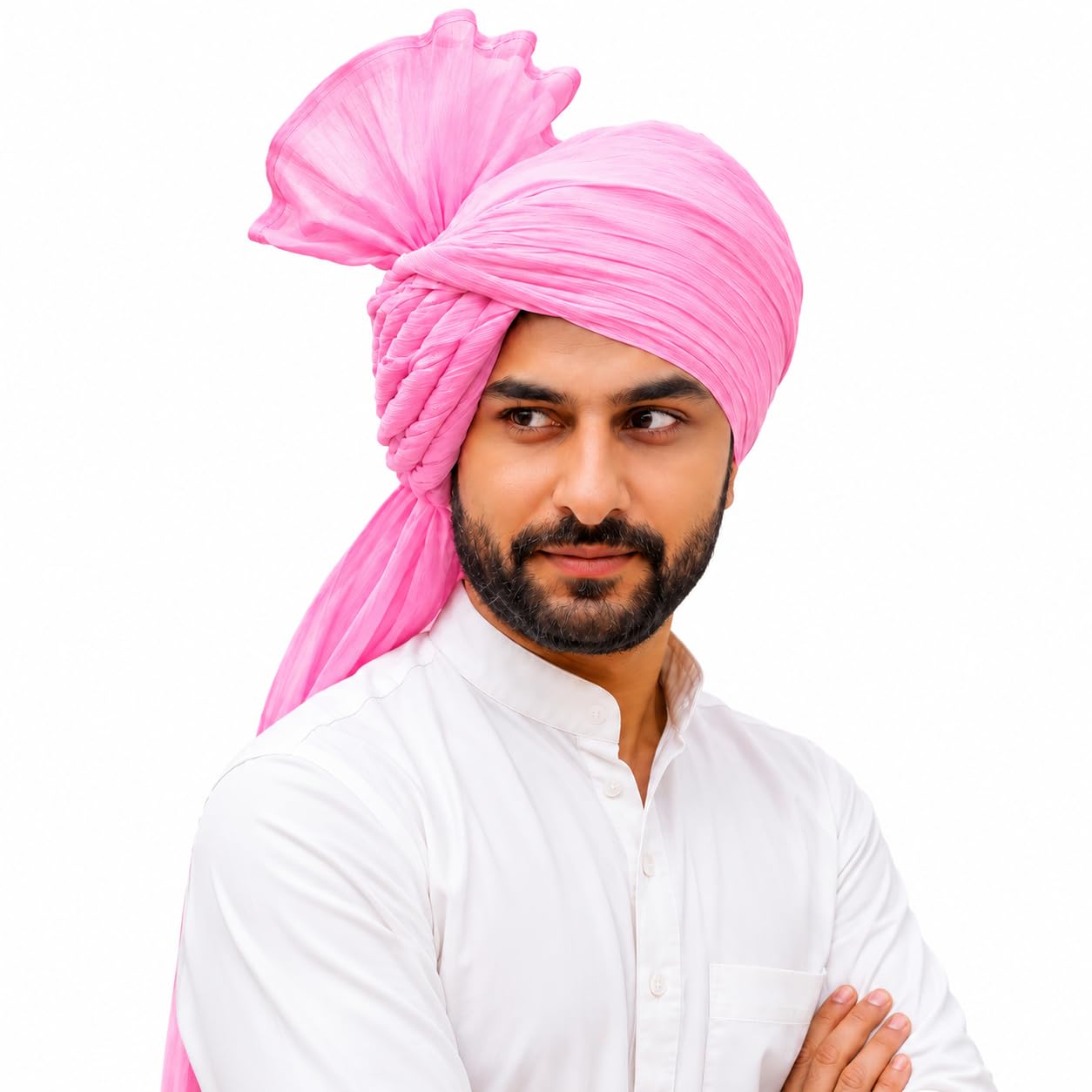 Pure Cotton Mulmul Fabric | Pink Pagdi Safa Turban Cloth | Dupatta Stole | 5 Meter-image-40