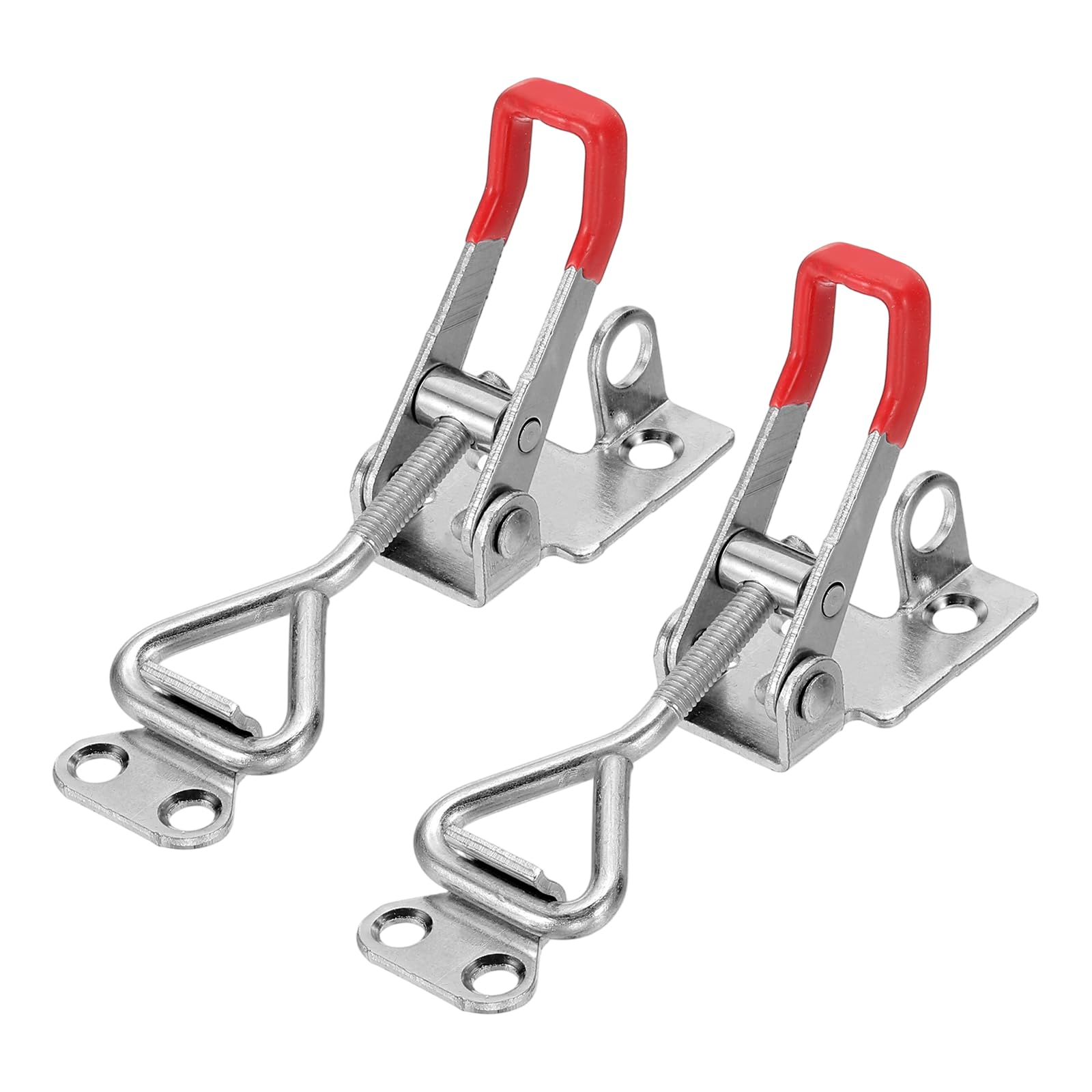 sourcing map 2pcs Adjustable Toggle Clamp M5 x 24mm 220lbs Holding Capacity 4001 Style Quick Release Pull Latches Clamps Hasp with Lock Hole for Smoker Lid Jig Tool Box Case, Silver Red